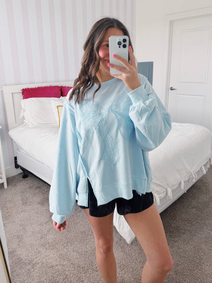 Dancing Through Life Lace Bow Sweatshirt