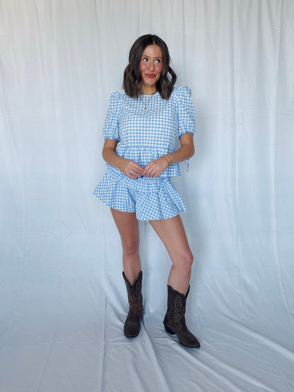9 to 5 Gingham Top & Shorts Set