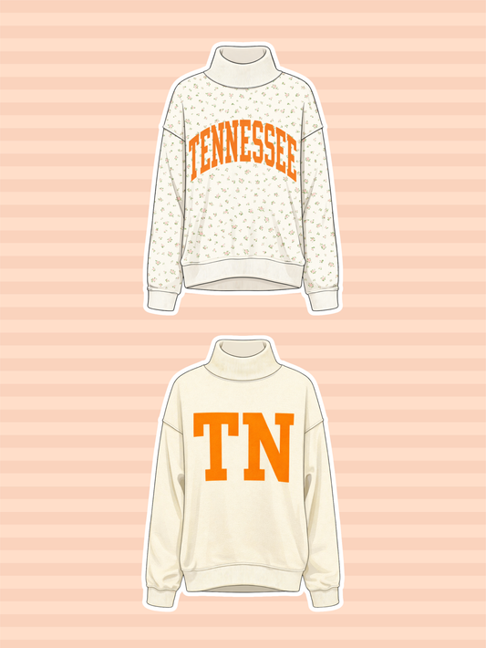 Tennessee Floral Reversible Mock Neck Sweatshirt