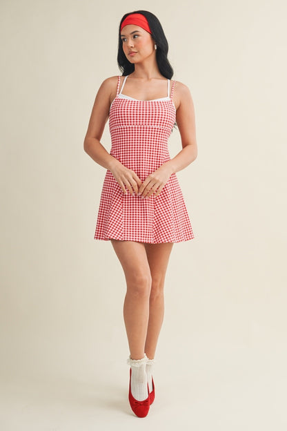 On The Move Gingham Layered Athletic Dress