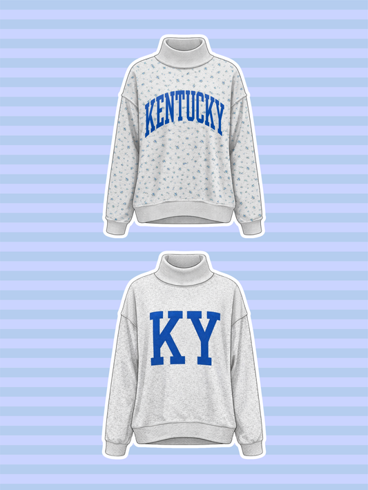 Kentucky Floral Reversible Mock Neck Sweatshirt