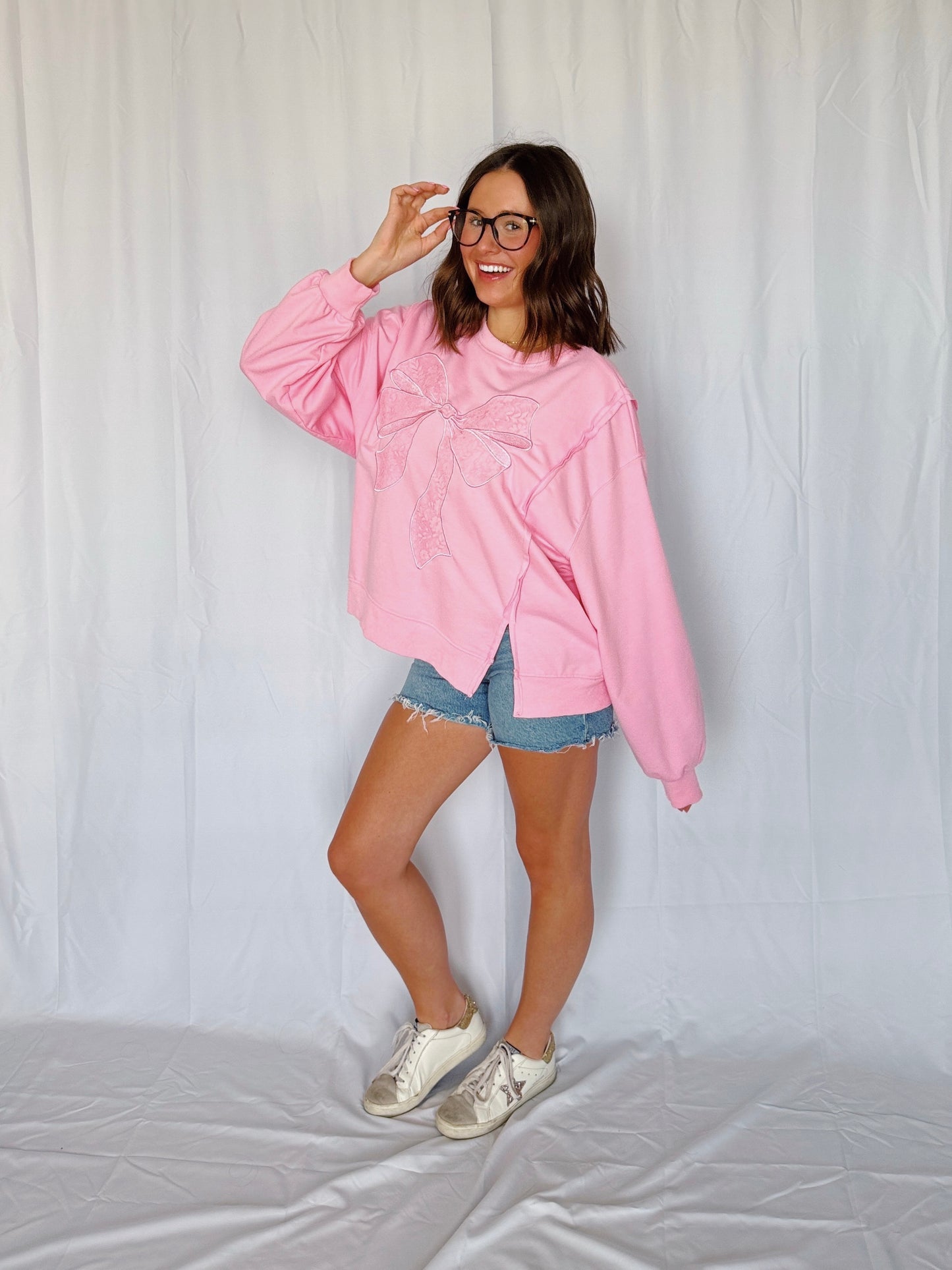 Dancing Through Life Lace Bow Sweatshirt