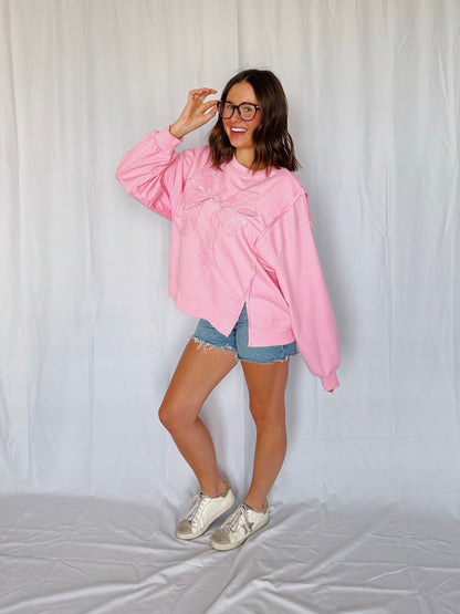 Dancing Through Life Lace Bow Sweatshirt