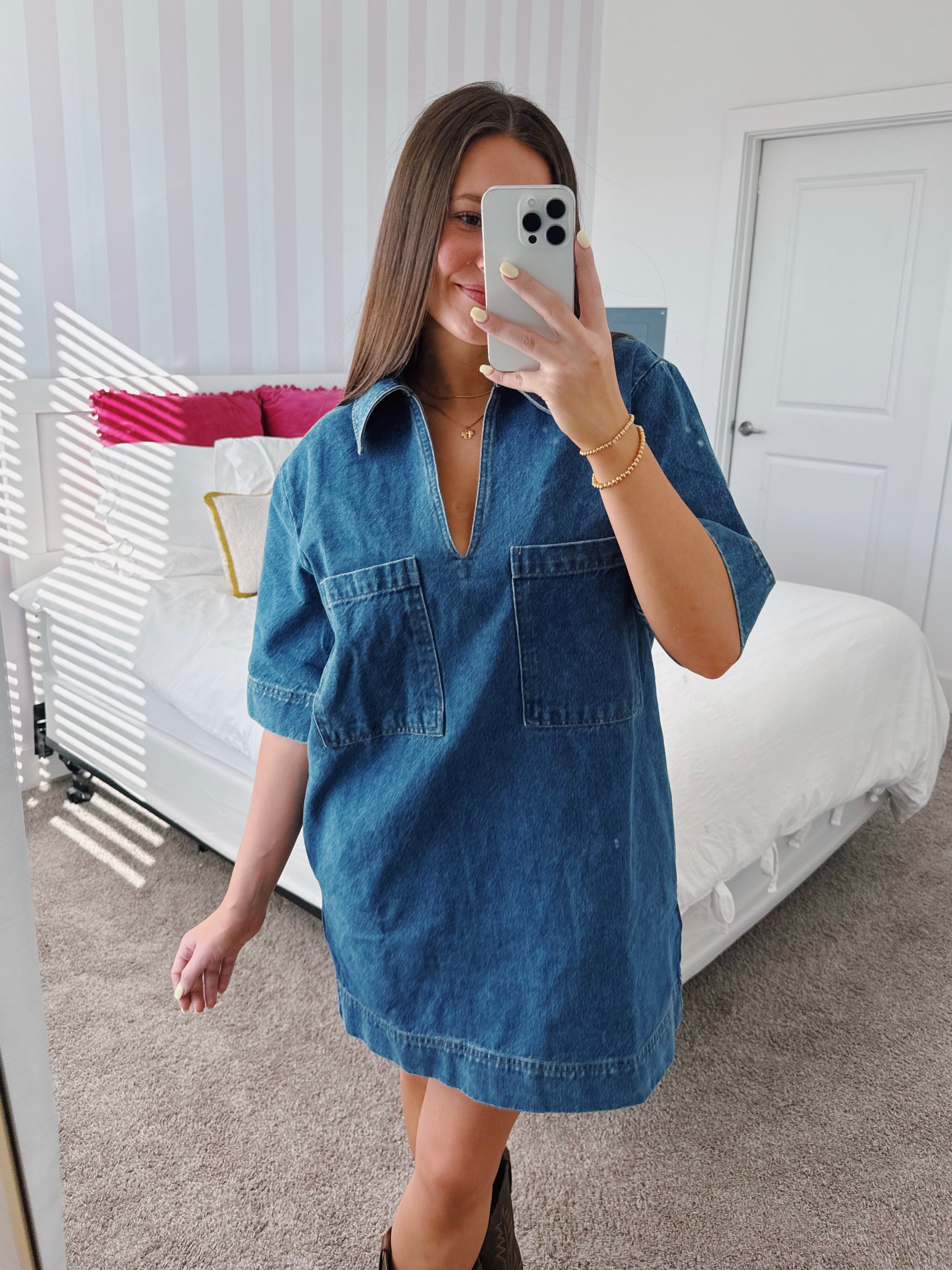 Country Roads Denim Shirt Dress loveyoumore