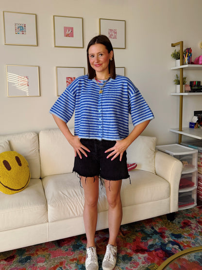 Easy Does It Striped Button Down Cardigan