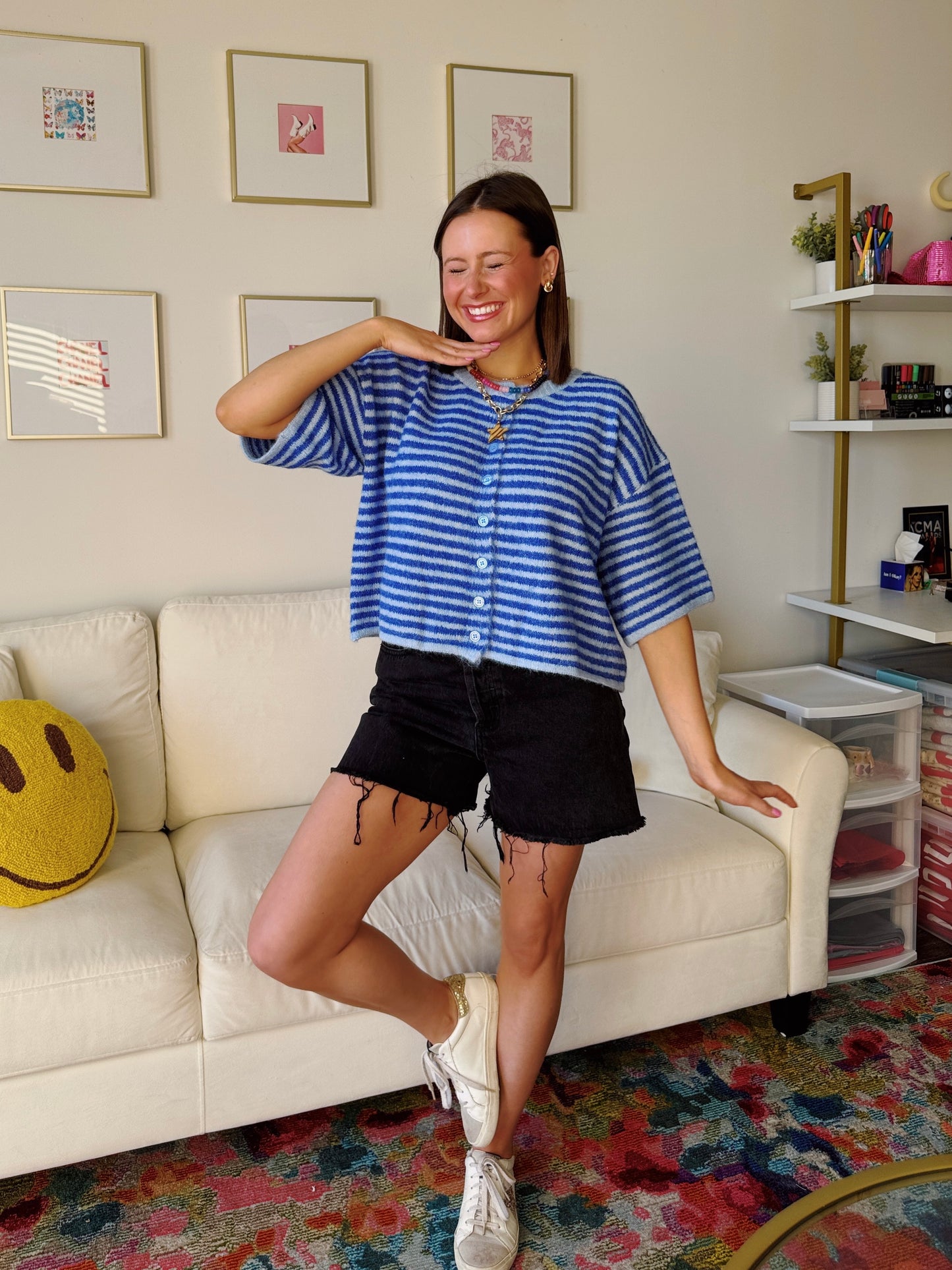 Easy Does It Striped Button Down Cardigan