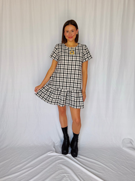 Across The Pond Plaid Tweed Dress