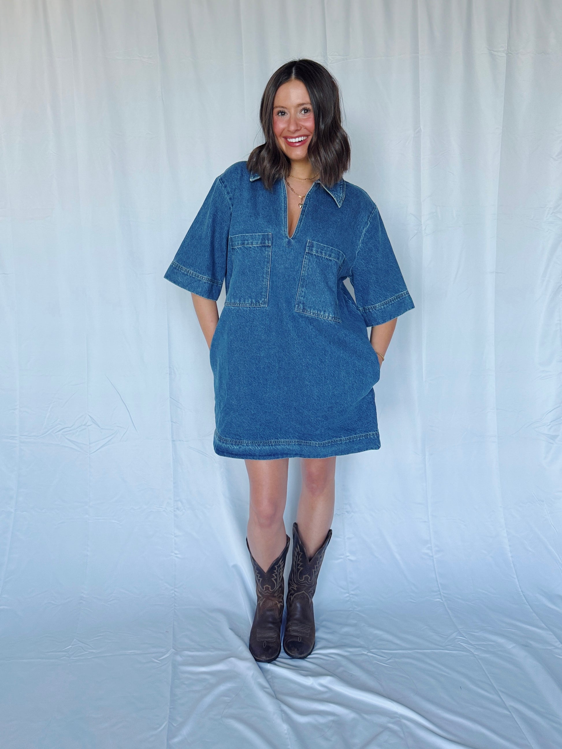 Country Roads Denim Shirt Dress loveyoumore Country Roads Denim Shirt Dress loveyoumore