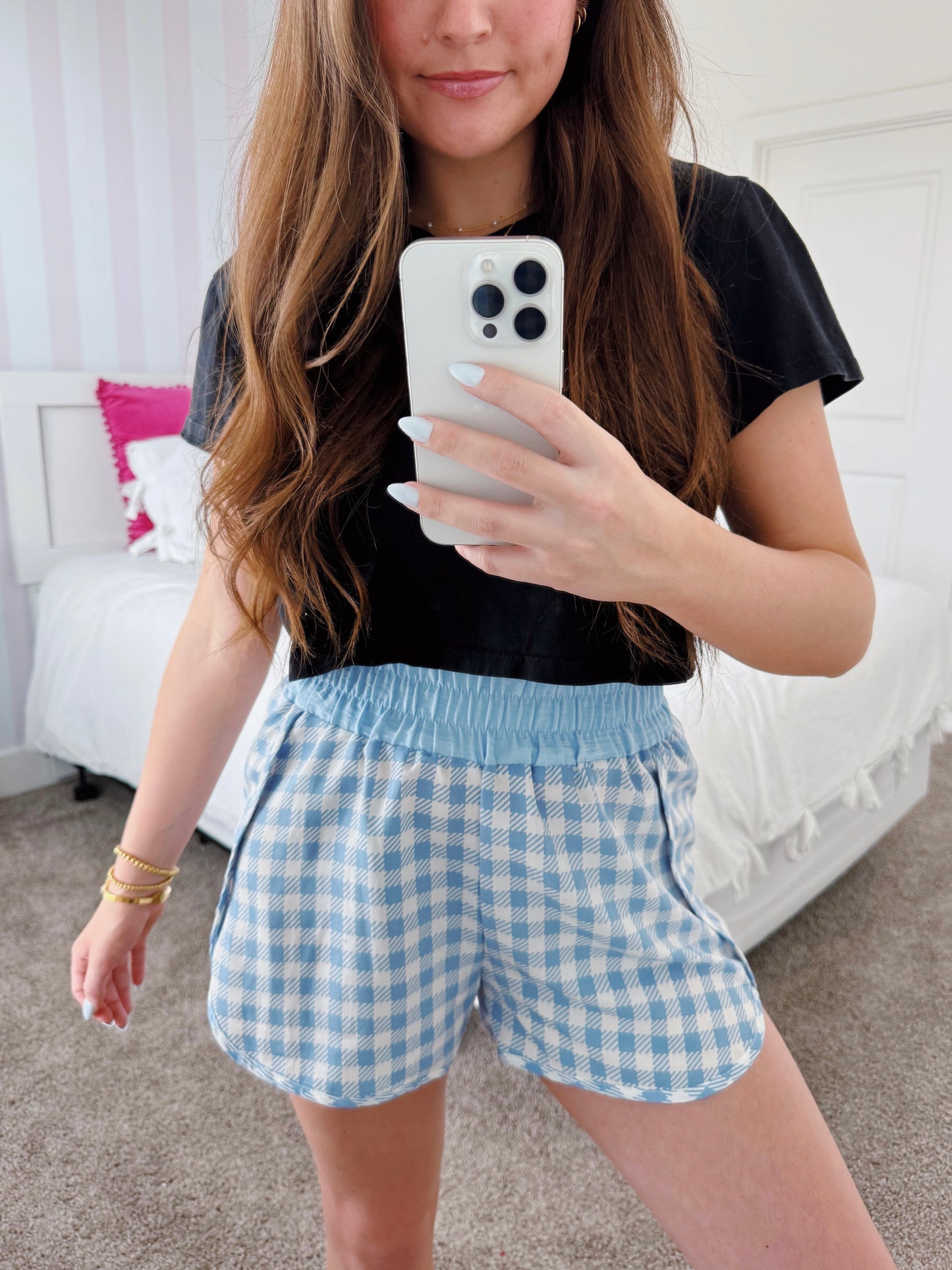 Going For Gold Gingham Athletic Shorts