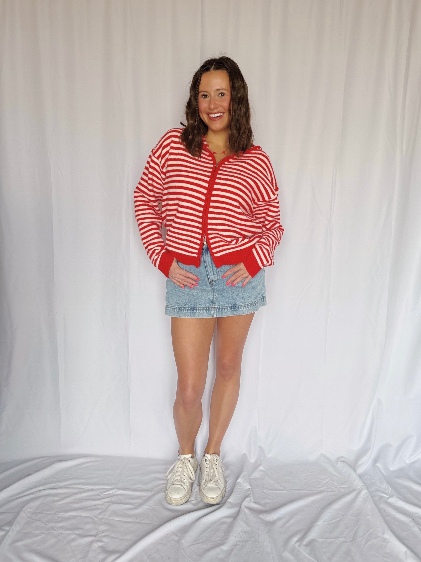 Sugar Rush Striped Zip Up Sweater
