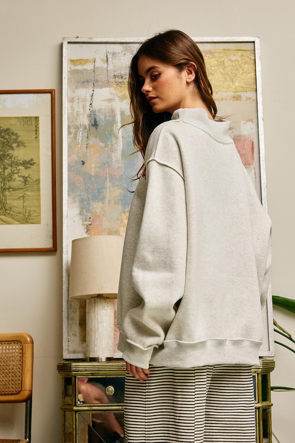 Embroidered Text Georgia Mock Neck Sweatshirt