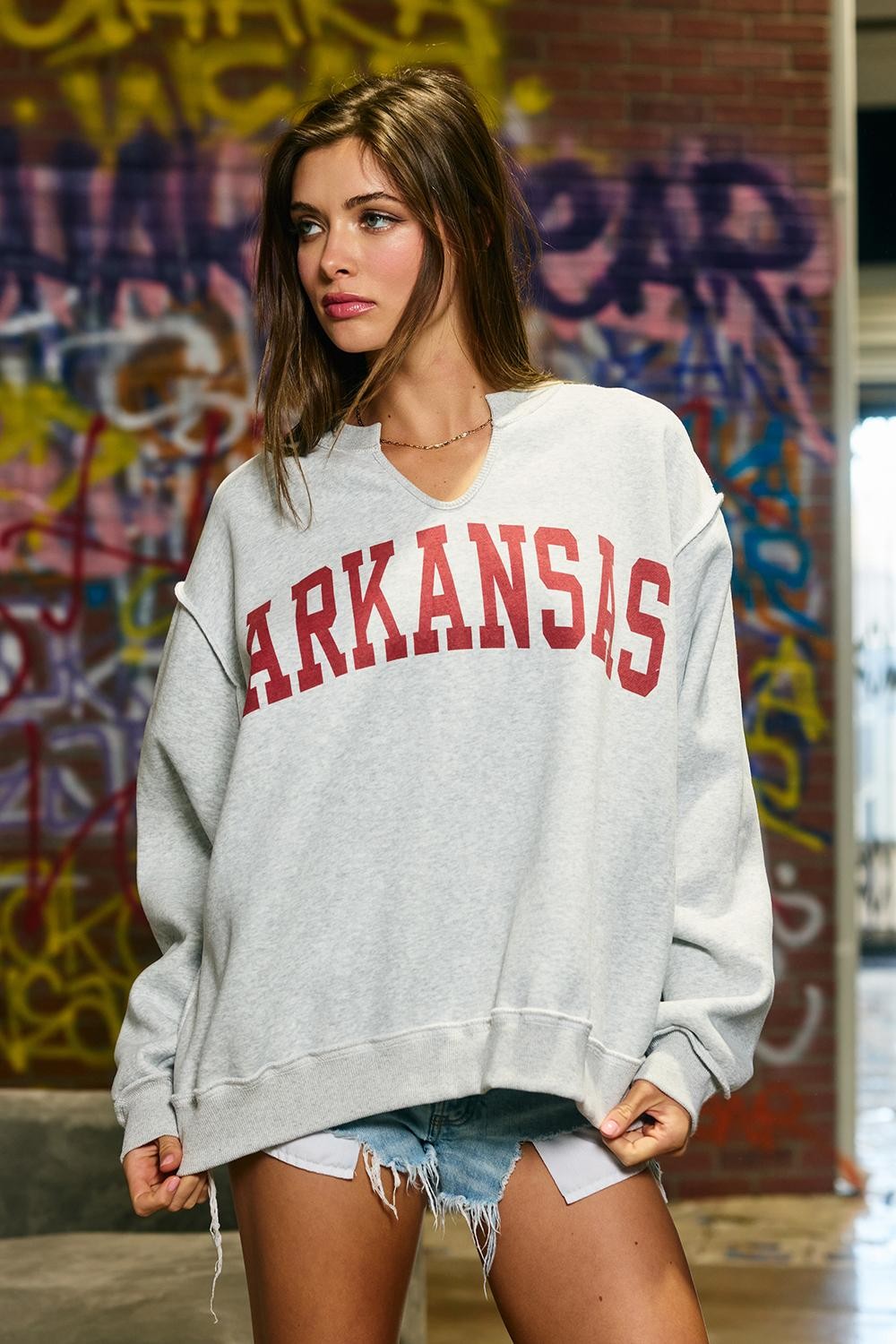 PREORDER: Arkansas Split Neck Sweatshirt (EARLY JULY)