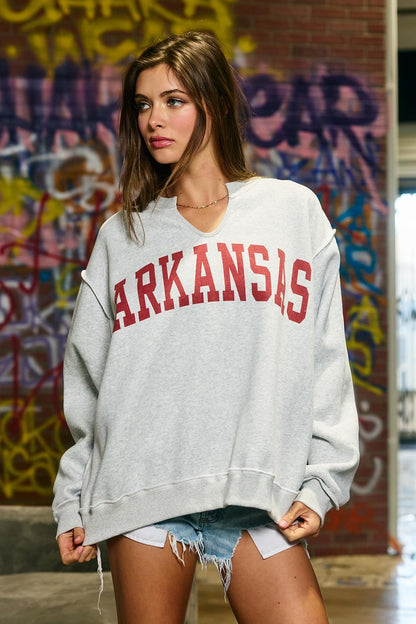 PREORDER: Arkansas Split Neck Sweatshirt (EARLY JULY)