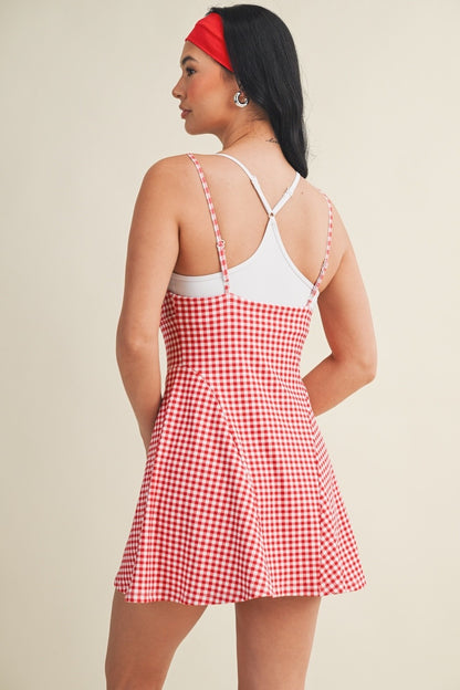 On The Move Gingham Layered Athletic Dress