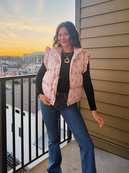 Sweet Pea Floral Puffer Vest