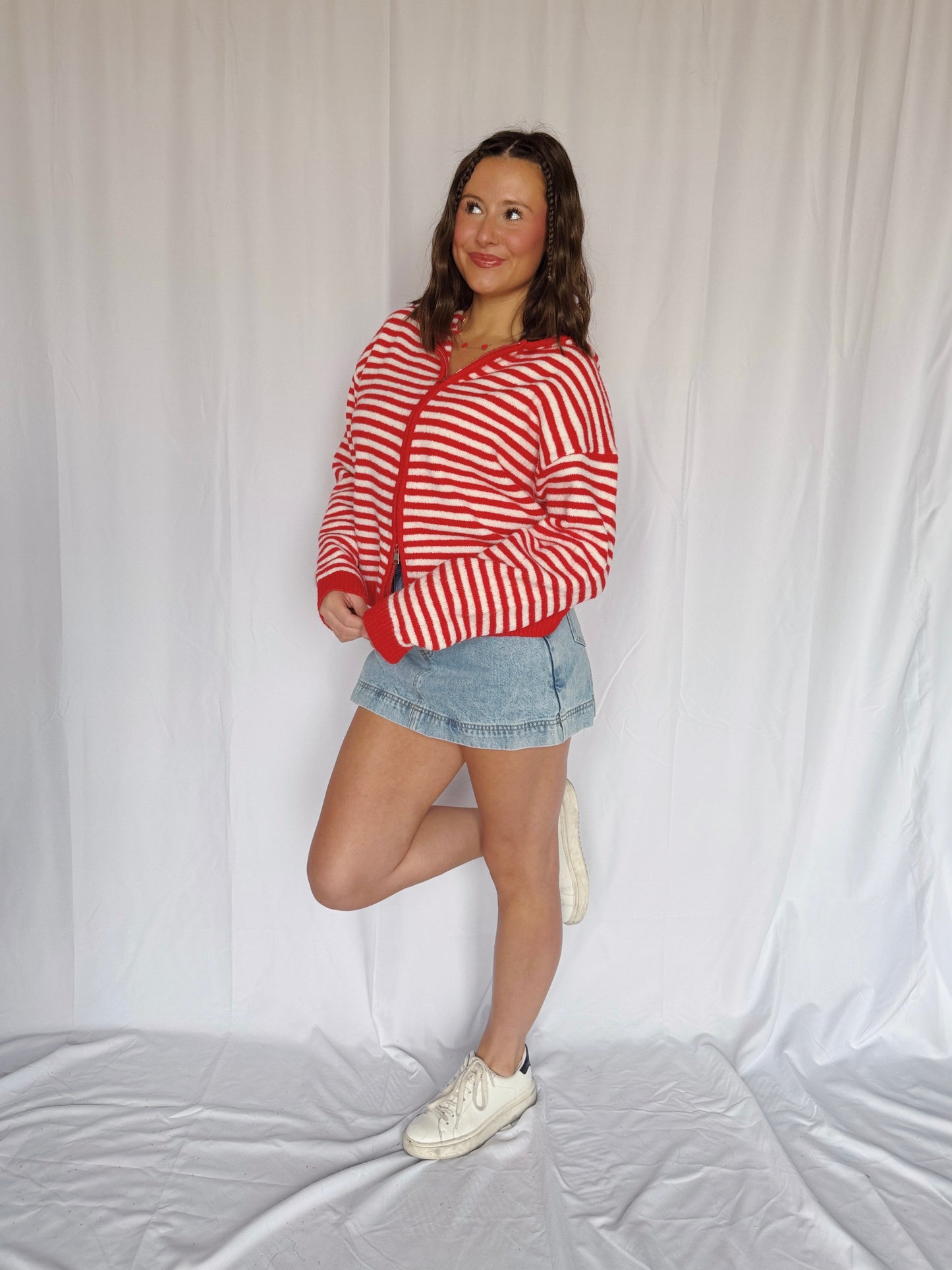 Sugar Rush Striped Zip Up Sweater