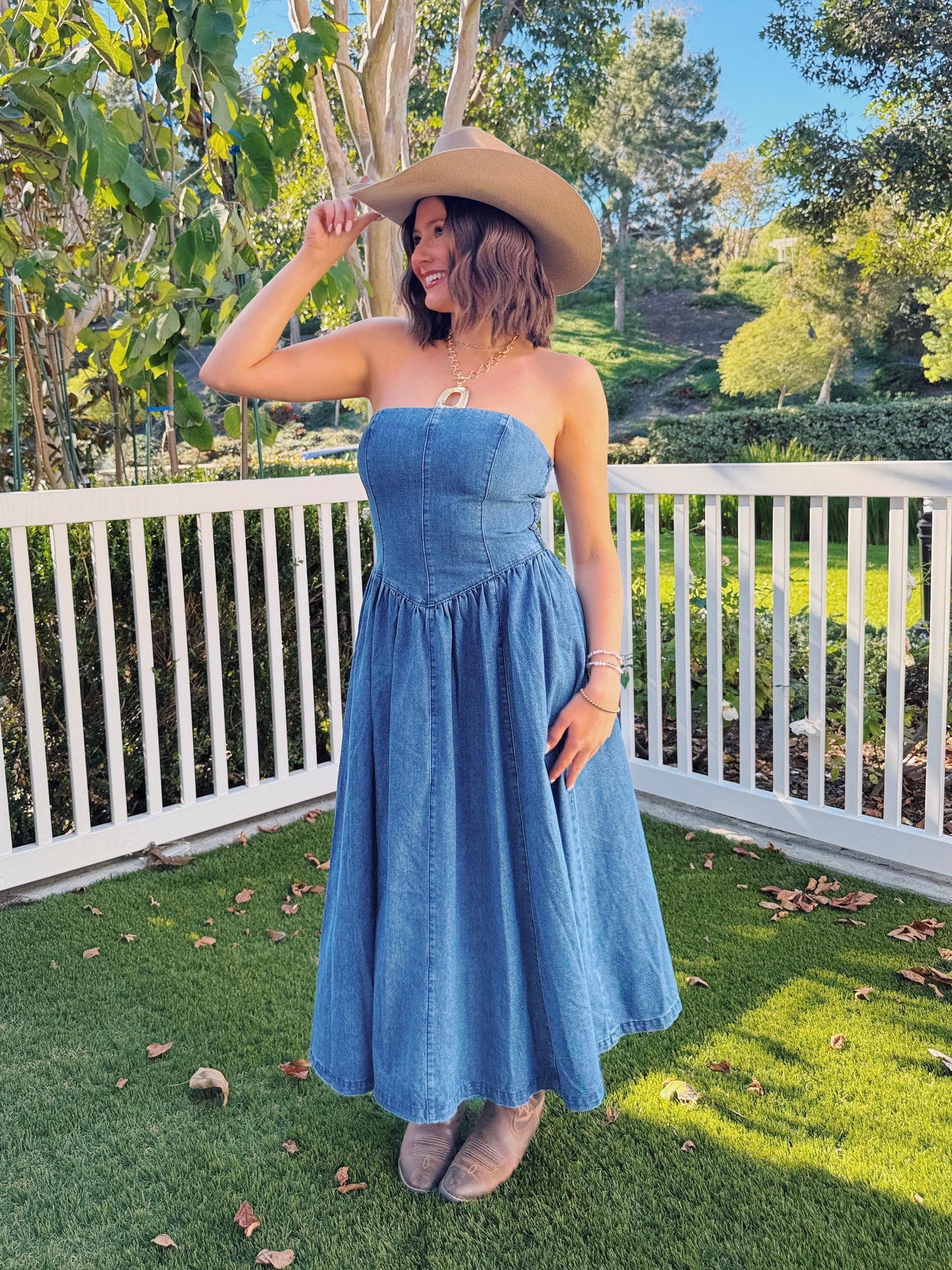 American Honey Denim Maxi Dress
