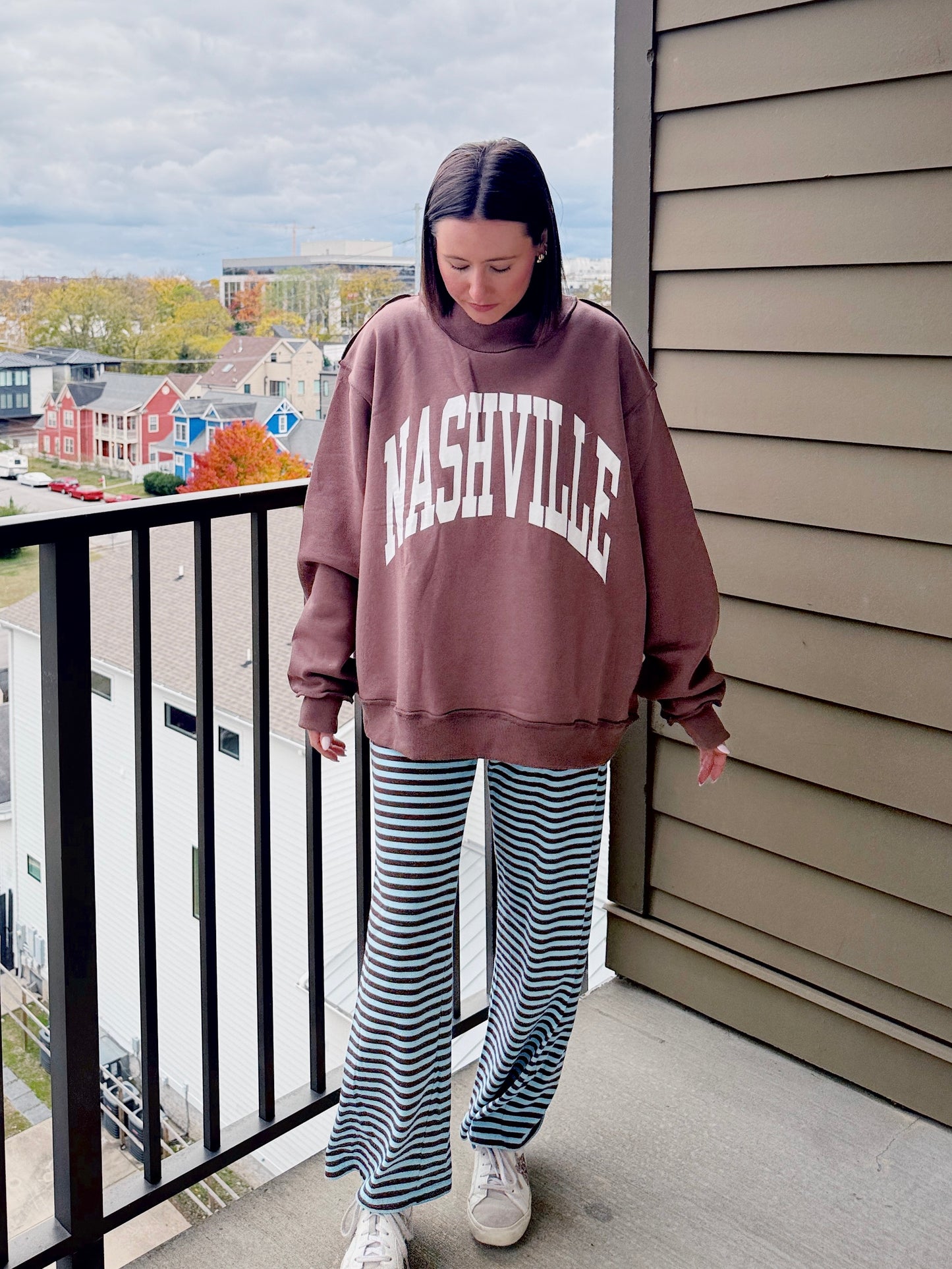 Nashville/Broadway Reversible Mock Neck Sweatshirt