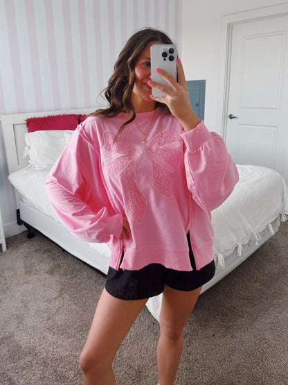Dancing Through Life Lace Bow Sweatshirt