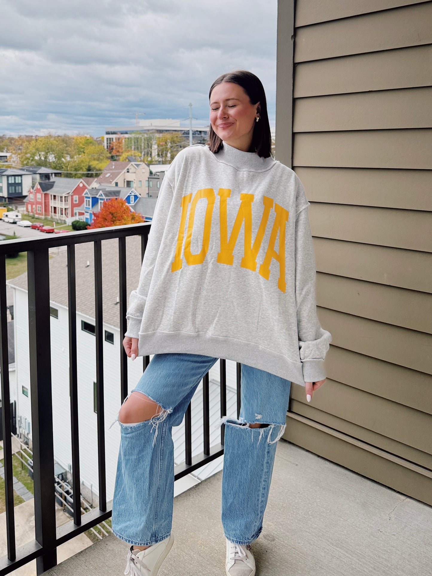 Iowa Reversible Mock Neck Sweatshirt