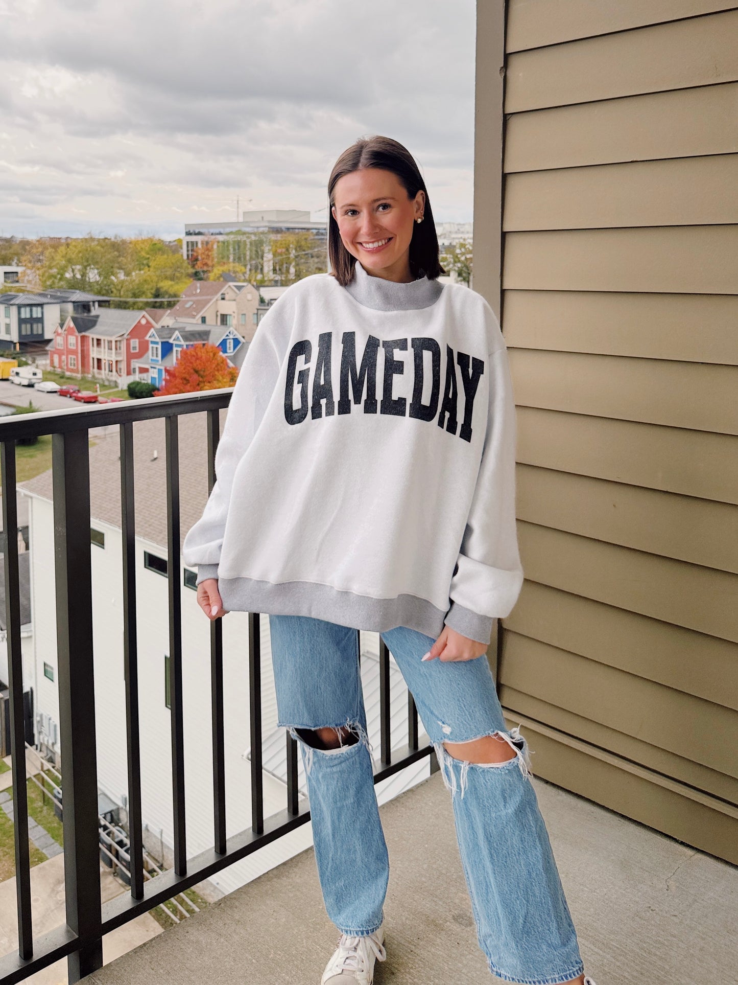 Football/Gameday Reversible Mock Neck Sweatshirt