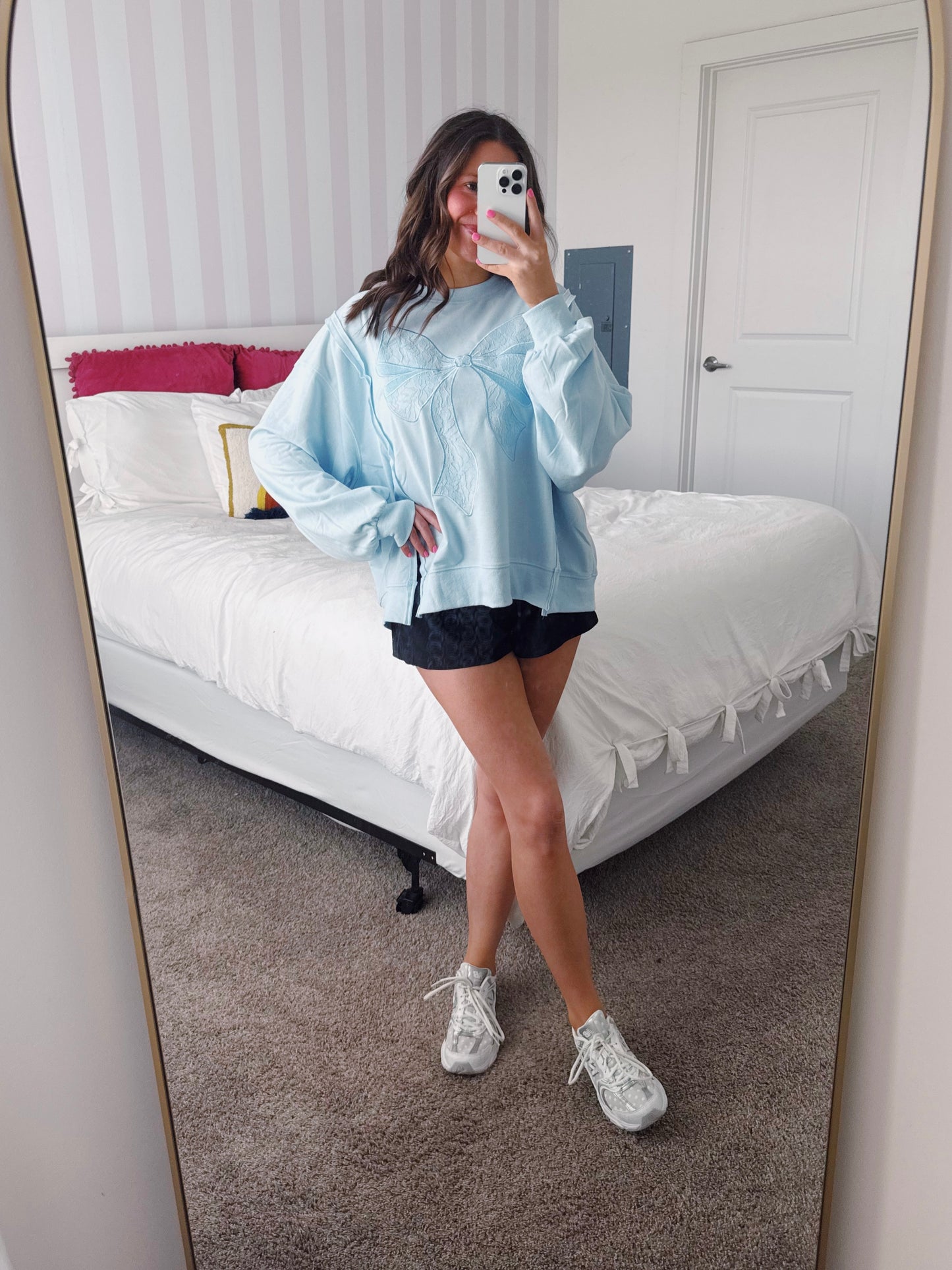 Dancing Through Life Lace Bow Sweatshirt