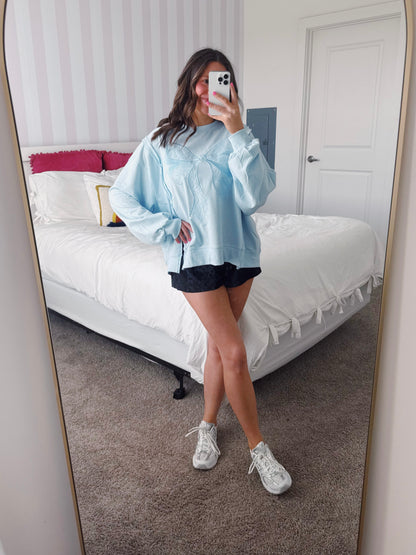Dancing Through Life Lace Bow Sweatshirt