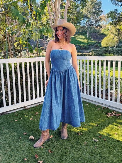American Honey Denim Maxi Dress