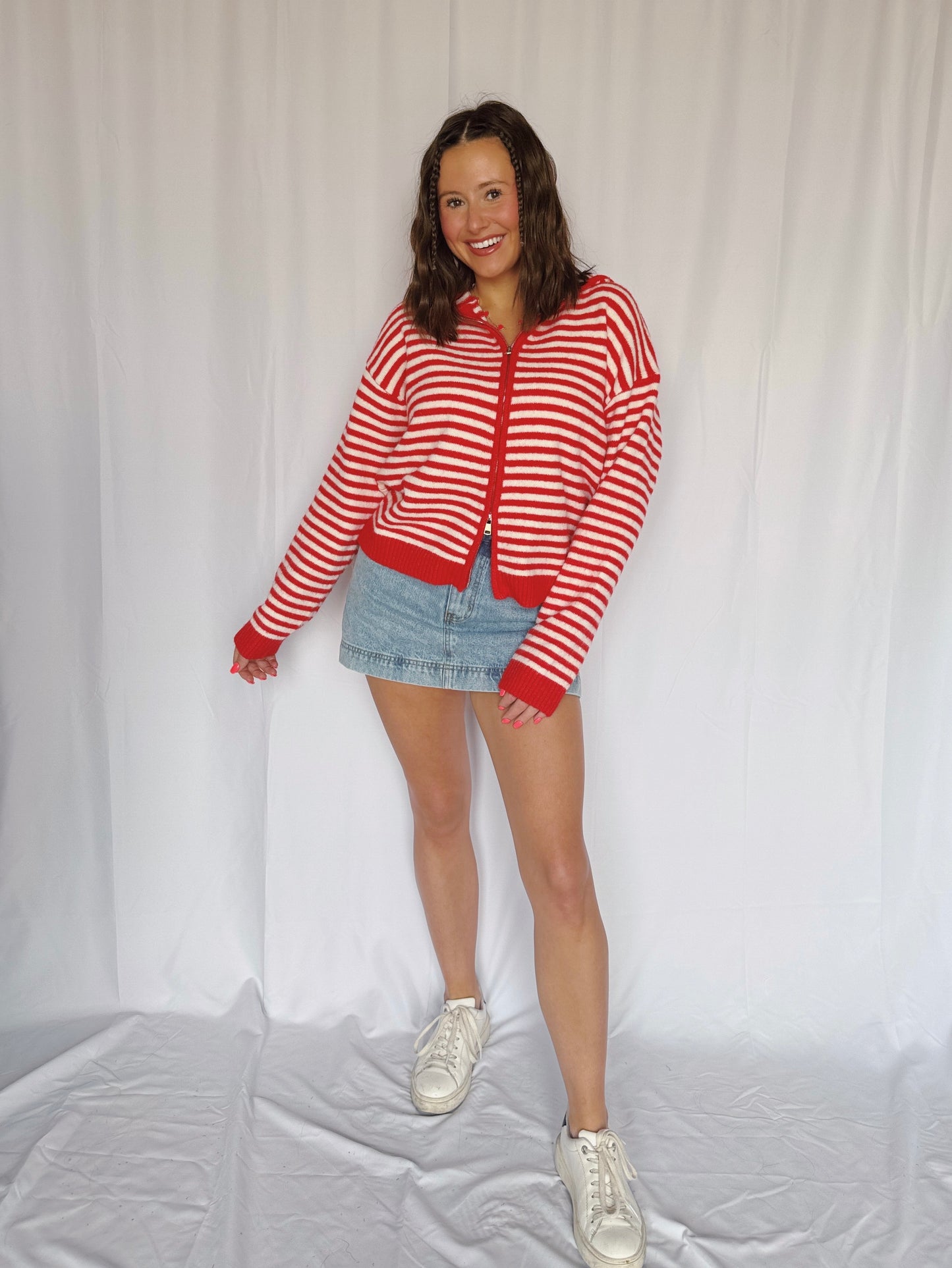 Sugar Rush Striped Zip Up Sweater