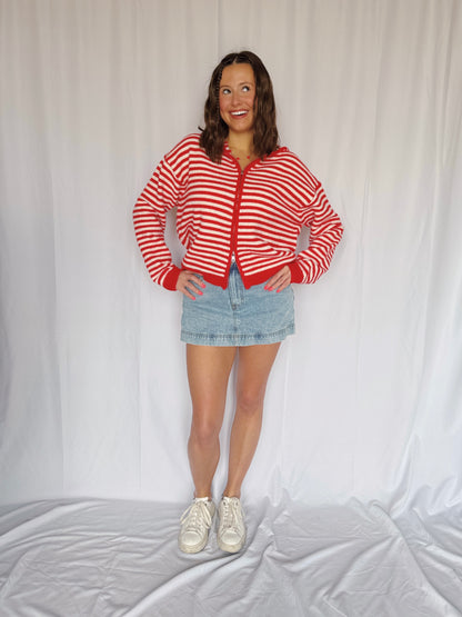 Sugar Rush Striped Zip Up Sweater