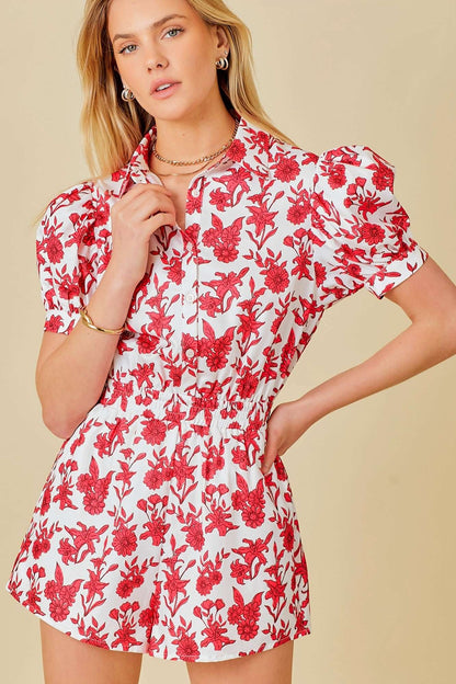 Flower Power Puff Sleeve Romper