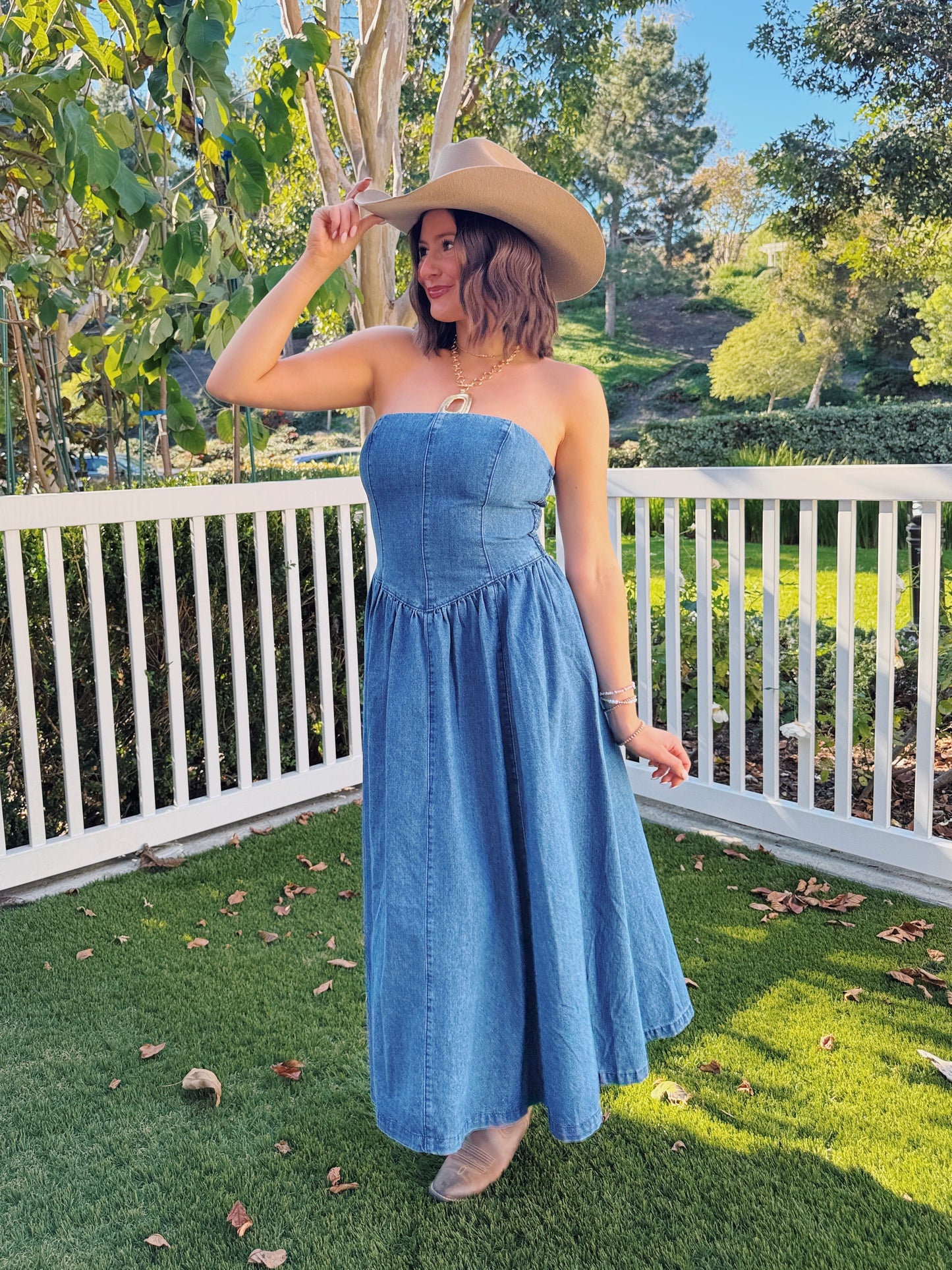 American Honey Denim Maxi Dress