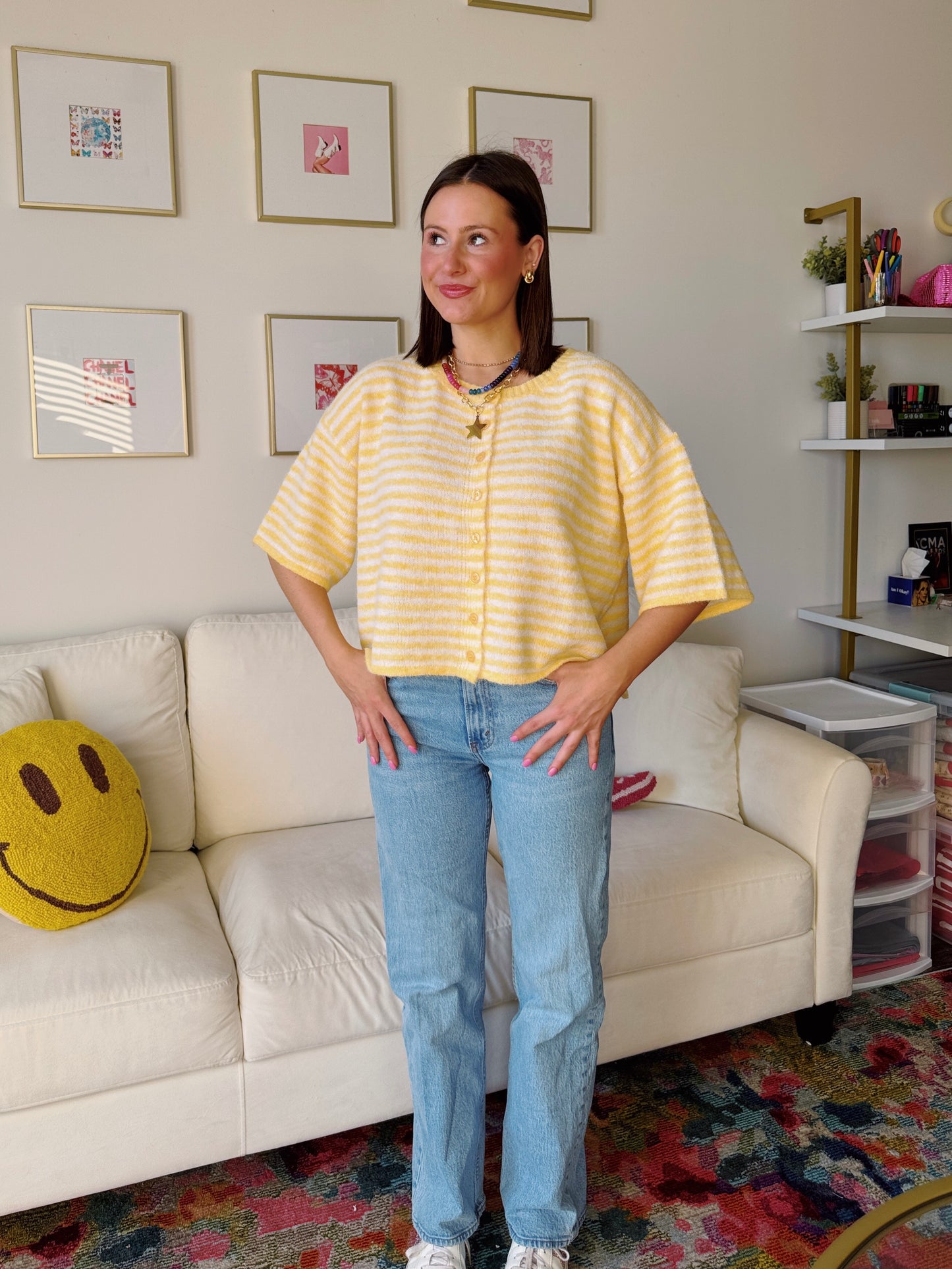 Easy Does It Striped Button Down Cardigan