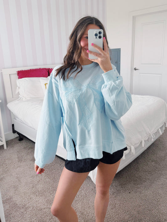 Dancing Through Life Lace Bow Sweatshirt