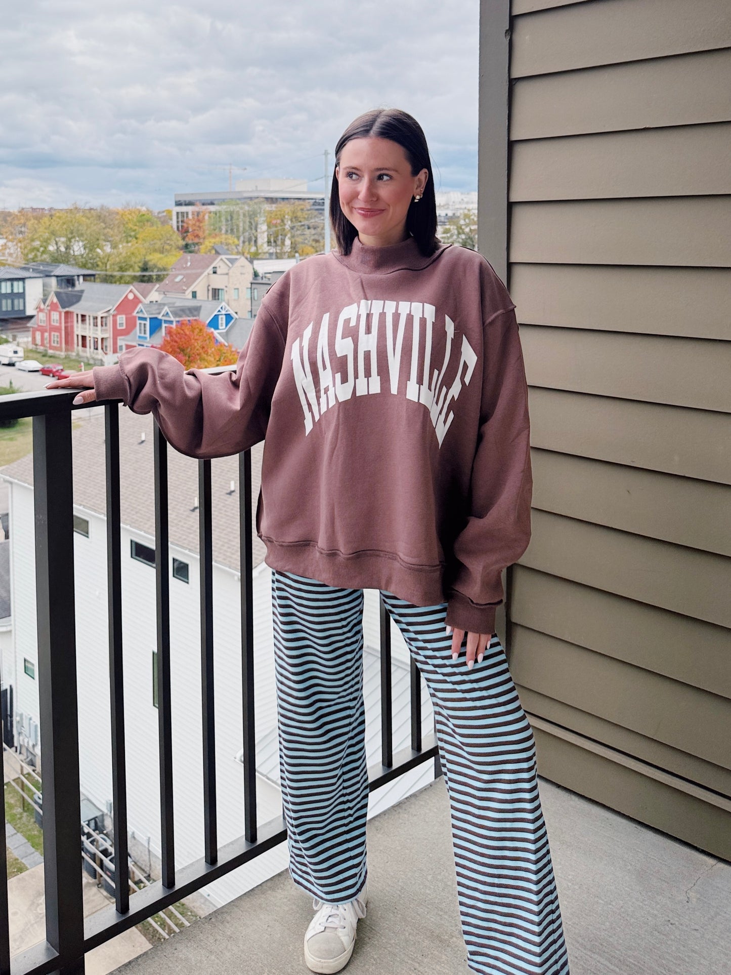 Nashville/Broadway Reversible Mock Neck Sweatshirt