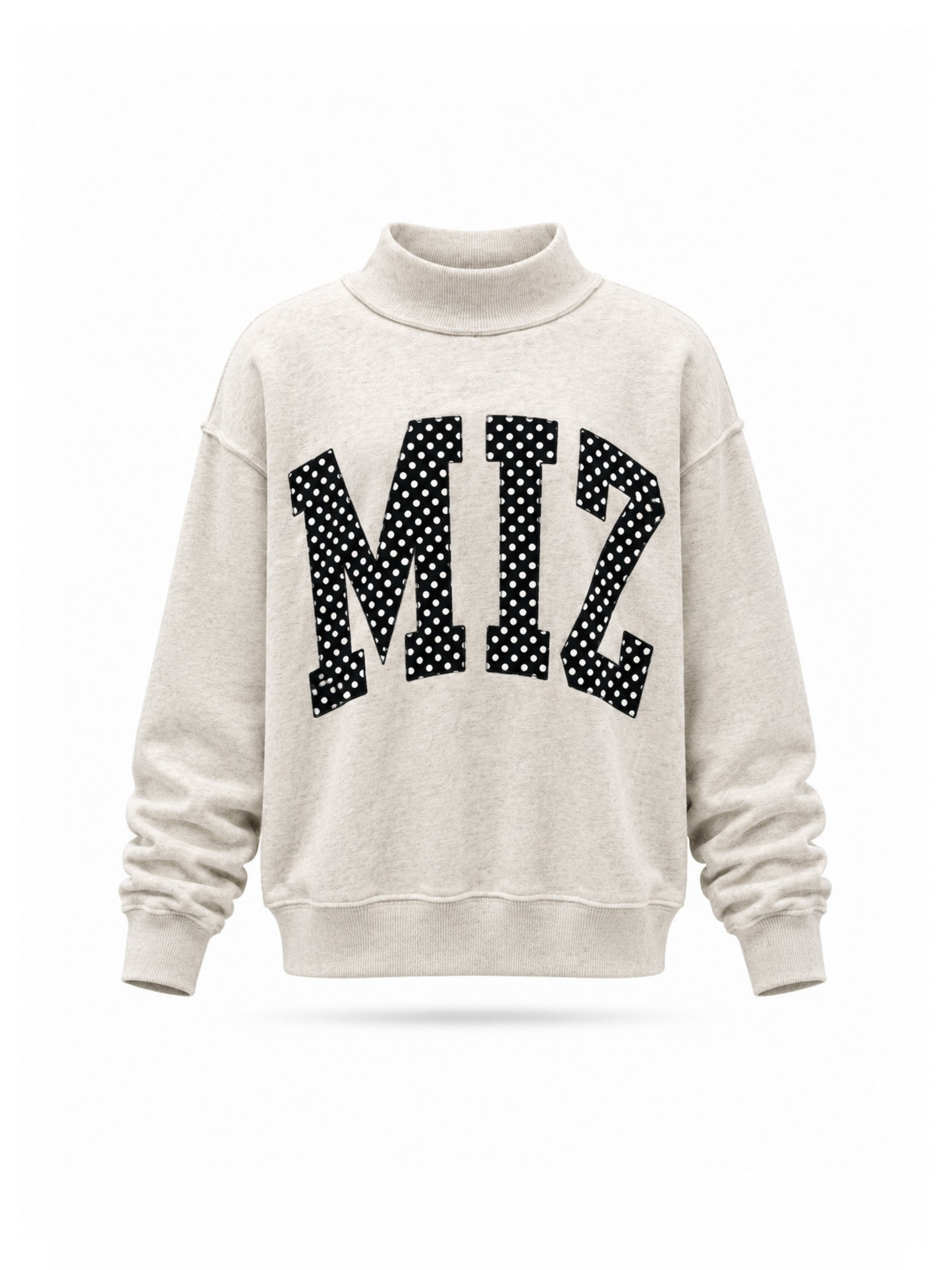 PREORDER: Polka Dot Embroidered Mizzou (MIZ) Mock Neck Sweatshirt (EARLY OCTOBER)