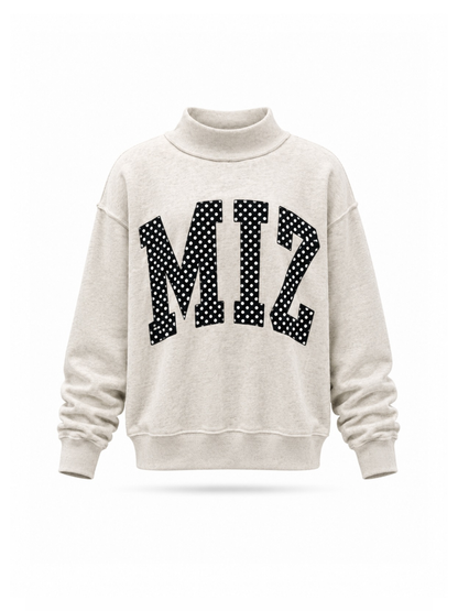 PREORDER: Polka Dot Embroidered Mizzou (MIZ) Mock Neck Sweatshirt (EARLY OCTOBER)