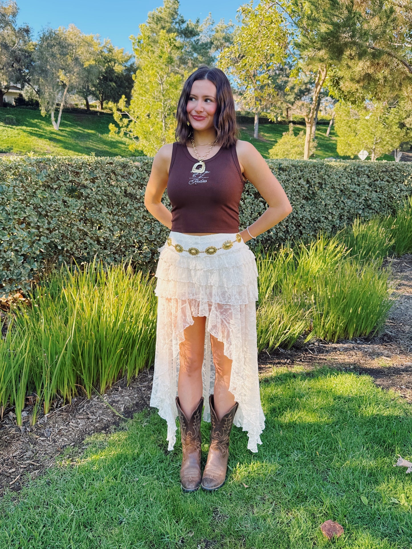 Boho Beauty Lace Hi-Low Skirt