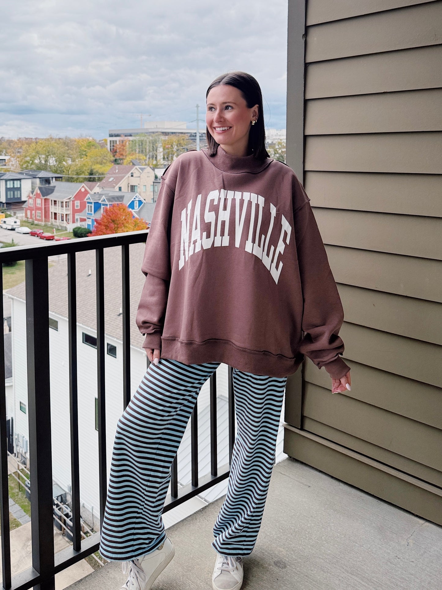 Nashville/Broadway Reversible Mock Neck Sweatshirt