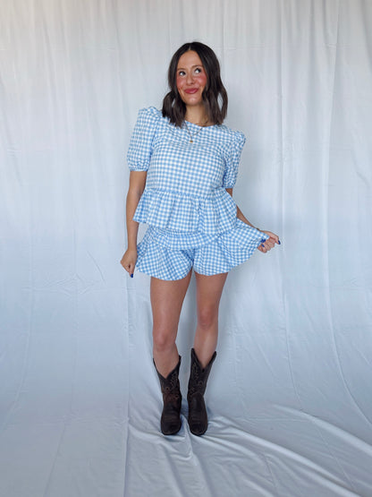 9 to 5 Gingham Top & Shorts Set
