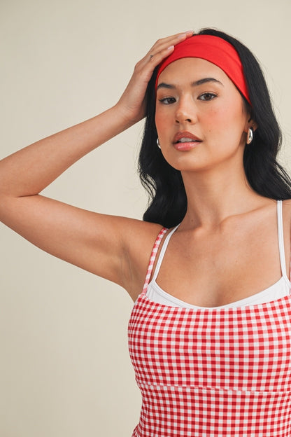 On The Move Gingham Layered Athletic Dress