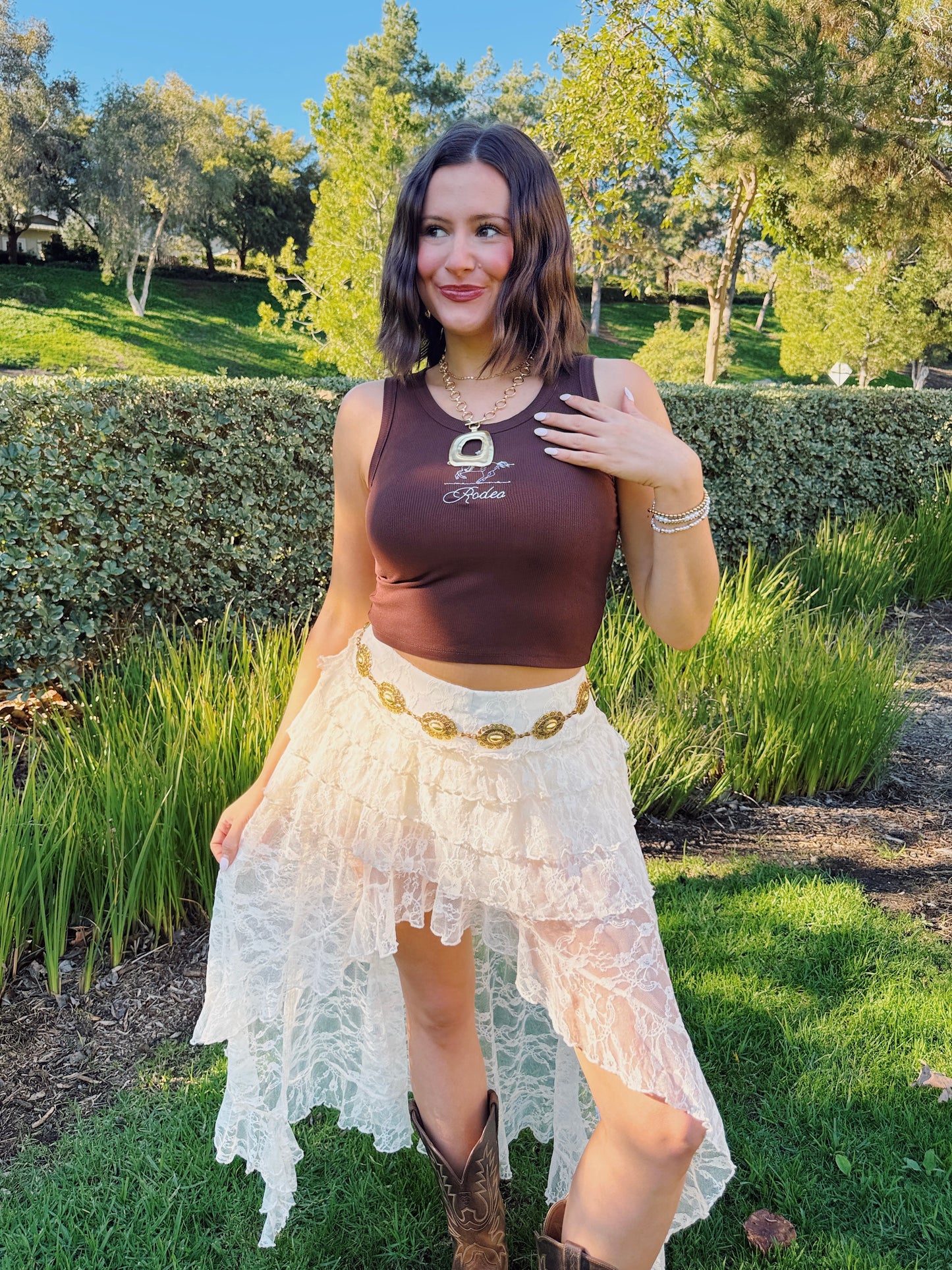 Boho Beauty Lace Hi-Low Skirt