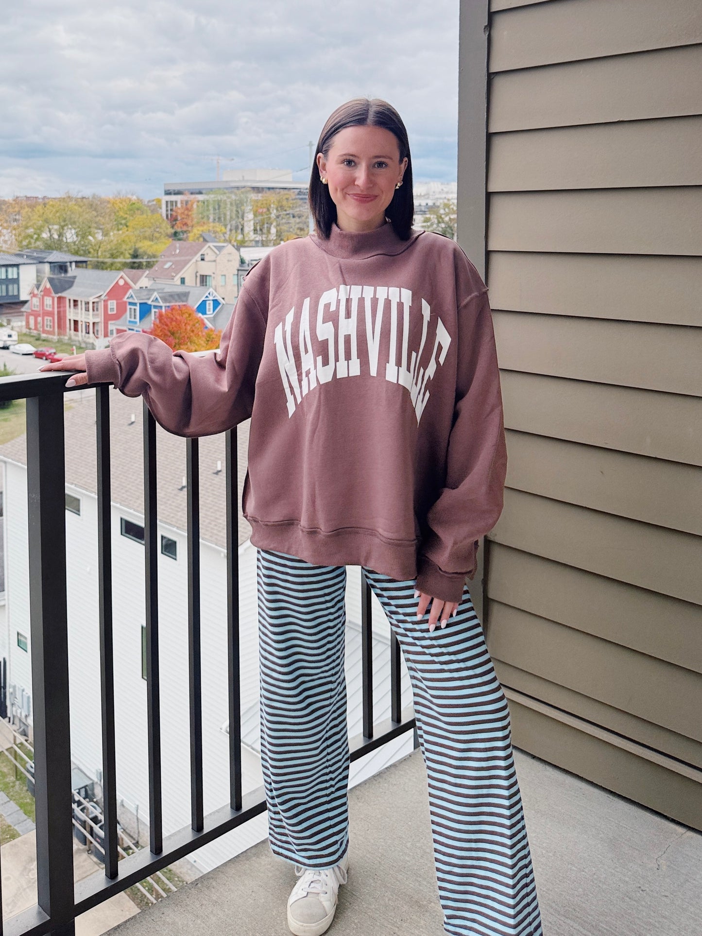 Nashville/Broadway Reversible Mock Neck Sweatshirt