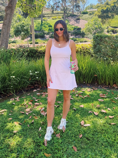 On The Move Gingham Layered Athletic Dress
