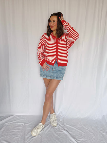 Sugar Rush Striped Zip Up Sweater