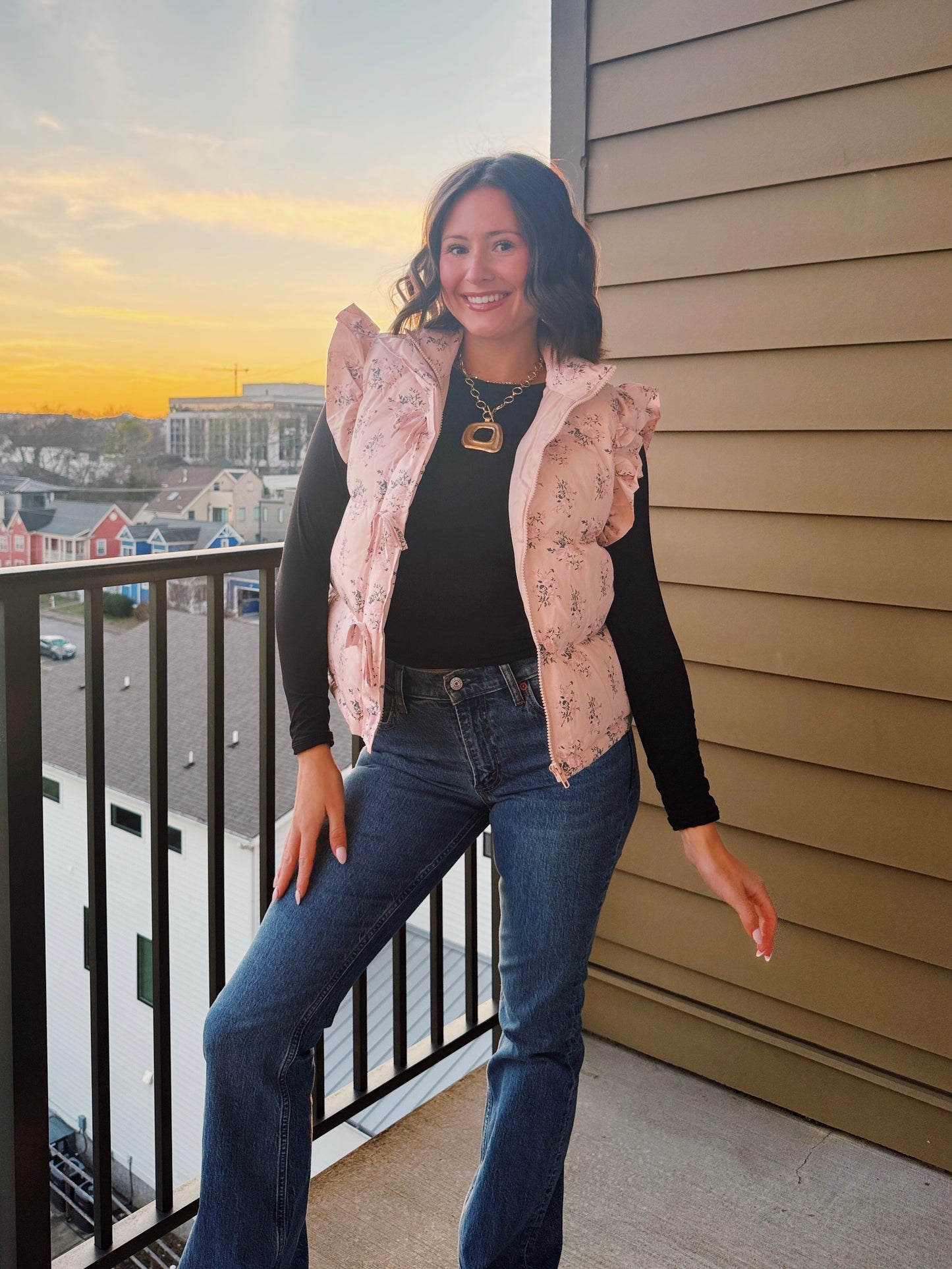 Sweet Pea Floral Puffer Vest