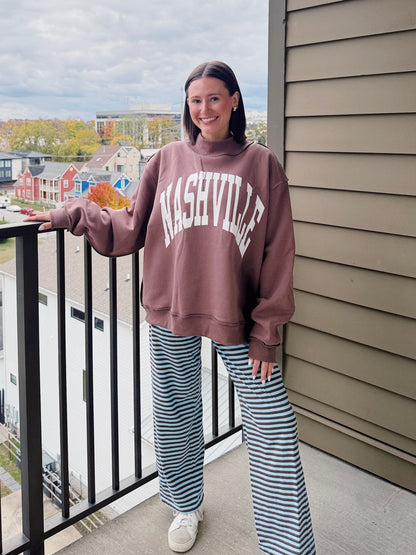 Nashville/Broadway Reversible Mock Neck Sweatshirt