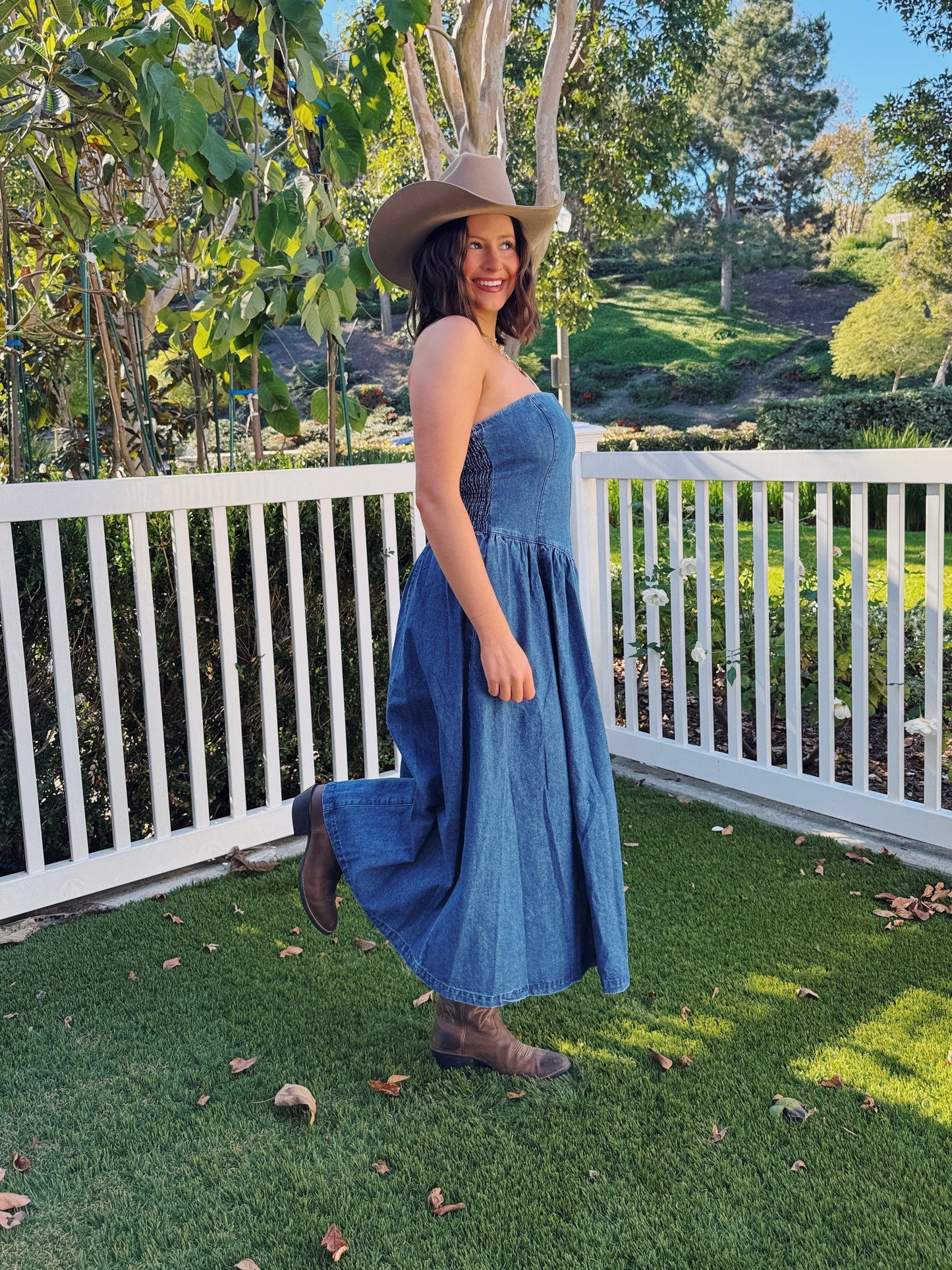 American Honey Denim Maxi Dress