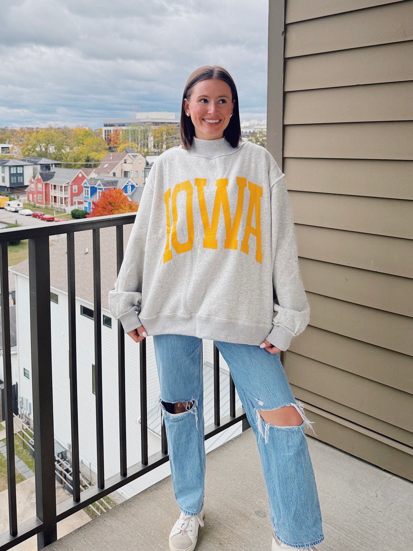 Iowa Reversible Mock Neck Sweatshirt