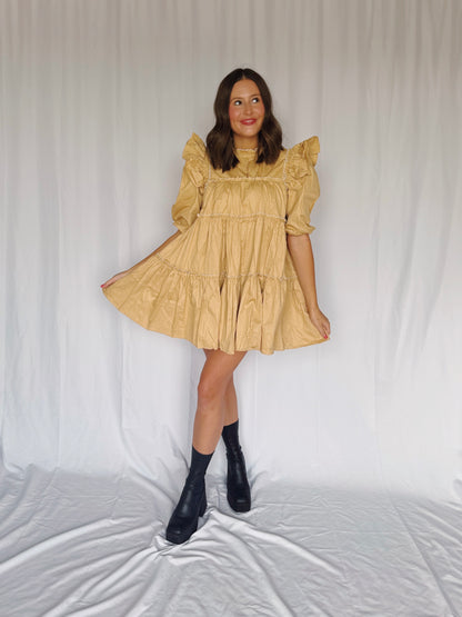 Giving Season Puff Sleeve Tiered Dress